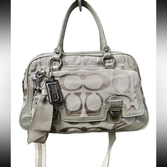 Coach Handbags - Coach Metallic Sateen Poppy Pushlock Satchel Crossbody